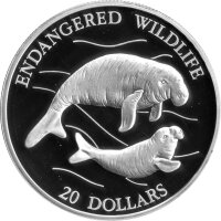 Tuvalu 20 Dollars 1994 - Bedrohte Tierwelt...