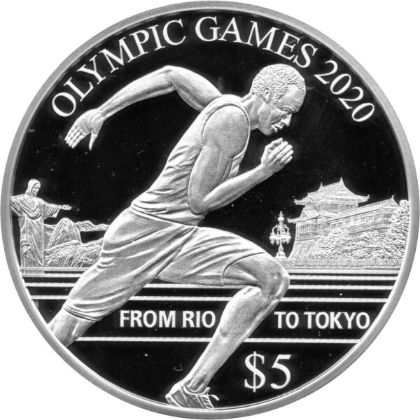 Solomon Islands 5 Dollars 2018 - XXXII. Olympische Sommerspiele 2020 (2021)  in Tokio - Silber PP