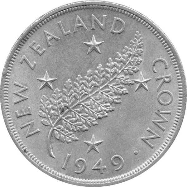 Neuseeland 1 Crown 1949 - Georg VI. Umlaufmünze - Silber