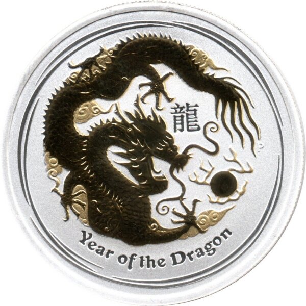 Australien Lunar II 2012 Jahr des Drachen 1/2 oz Silber teilvergoldet