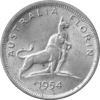 Australien 1 Florin 1954 - Königin Elisabeth II. -...