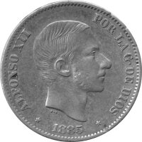 Philippinen 50 Sentimos 1885 - König Alfonso XII. - Umlaufmünze - Silber