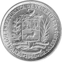 Venezuela 2 Bolivares 1960 - Umlaufmünze - Silber