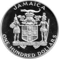Jamaica 100 Dollars 1992 - XXV. Olympische Sommerspiele 1992 in Barcelona "Boxen" - Silber PP