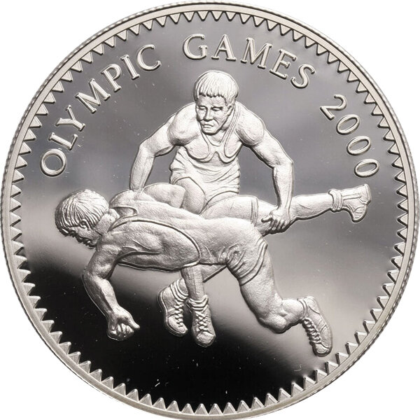 Mongolei 500 Tögrög 1998 - Ohne Jahreszahl - XXVII. Olympische Sommerspiele 2000 in Sydney "Ringen" - Silber PP