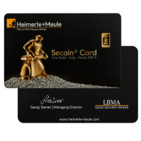 0,1 Gramm Goldbarren Heimerle & Meule geprägt SecainCard | Neuware LBMA
