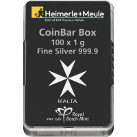 100 x 1 Gramm Münzbarren Silber Heimerle & Meule UnityBox | Neuware