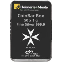 50 x 1 Gramm Münzbarren Silber Heimerle & Meule UnityBox | Neuware