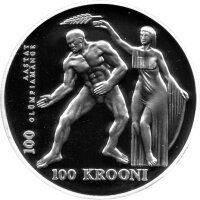 Estland 100 Krooni 1996 - 100 Jahre Olympische Spiele - Silber PP