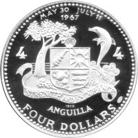 Anguilla 4 Dollars 1970 - Atlantic Star - Silber PP
