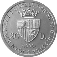 Andorra 20 Diners 1998 - XXVII. Olympische Sommerspiele 2000 in Sydney "1500-Meter-Lauf" - Silber mit Goldeinlage