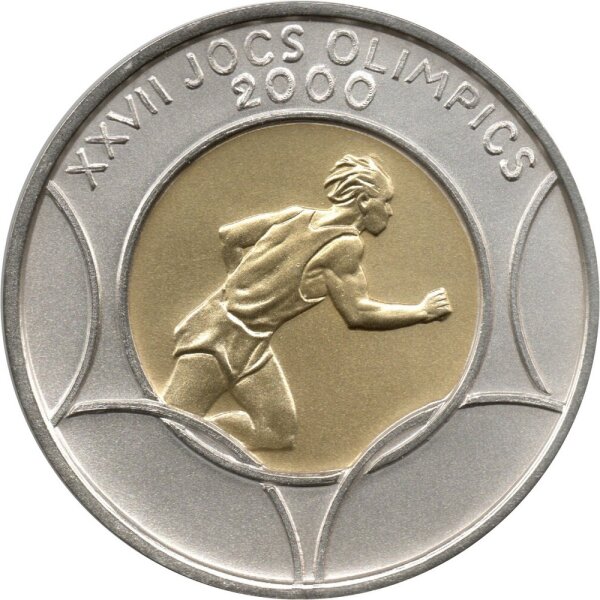 Andorra 20 Diners 1999 - XXVII. Olympische Sommerspiele 2000 in Sydney "100-Meter-Lauf" - Silber mit Goldeinlage