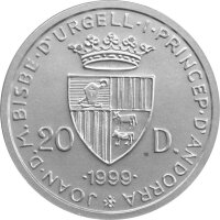 Andorra 20 Diners 1999 - XXVII. Olympische Sommerspiele 2000 in Sydney "100-Meter-Lauf" - Silber mit Goldeinlage