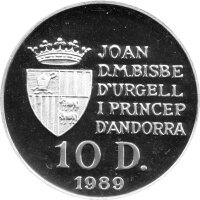Andorra 10 Diners 1989 - XXV. Olympische Sommerspiele 1992 in Barcelona "Fußball" - Silber PP