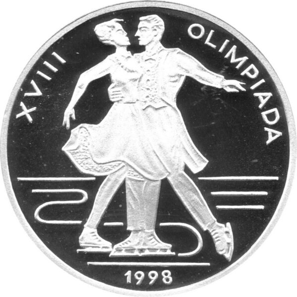 Rumänien 100 Lei 1998 - XVIII. Olympische Winterspiele 1998 in Nagano "Eiskunstlauf" - Silber PP