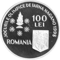 Rumänien 100 Lei 1998 - XVIII. Olympische Winterspiele 1998 in Nagano "Eiskunstlauf" - Silber PP
