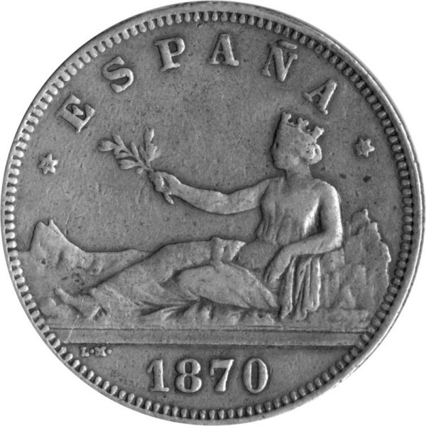 Spanien 2 Pesetas 1870 - Provisorische Regierung 1868-1871 - Silber