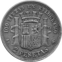 Spanien 2 Pesetas 1870 - Provisorische Regierung 1868-1871 - Silber