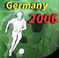 Liberia 5 Dollars 2006 - XVIII. Fußball-WM 2006 in Deutschland "Spieler vor Landkarte" - Bronze verkupfert