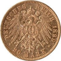 J.225 Hessen-Darmstadt 20 Mark 1896-1903 - Großherzog Ernst Ludwig - Gold -s