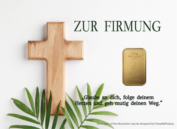Geschenkbarren - 2,5 Gramm Goldbarren - Firmung "das Kreuz"