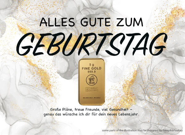 Geschenkbarren - 5 Gramm Goldbarren - Glitter