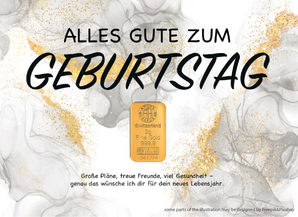 Geschenkbarren - 2 Gramm Goldbarren - Glitter