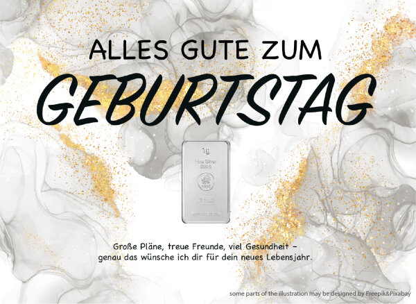 Geschenkbarren - 1 Gramm Silberbarren - Glitter