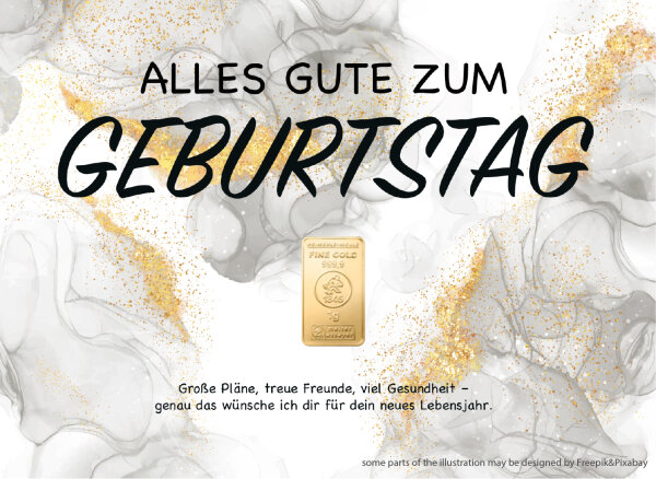 Geschenkbarren - 1 Gramm Goldbarren - Glitter