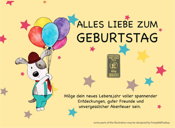 Geschenkbarren - 0,5 Gramm Goldbarren - Cartoon-Panda