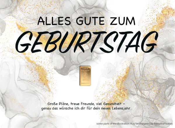 Geschenkbarren - 0,1555 Gramm Goldbarren 1/200 oz - Glitter