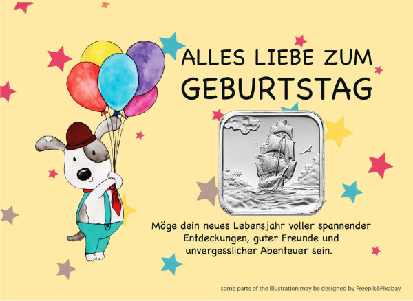 Geschenkbarren - 7,775 Gramm (1/4 oz) Münzbarren H&M Ascension Island Segelschiff - Cartoon-Panda