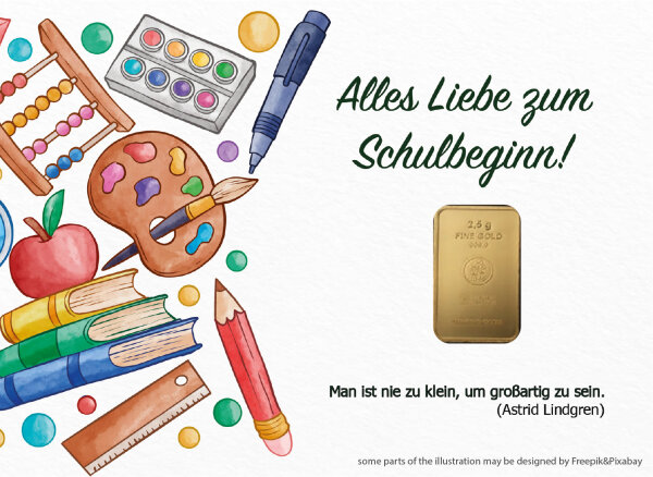 Geschenkbarren - 2,5 Gramm Goldbarren - Schulbeginn