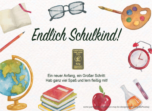 Geschenkbarren - 0,5 Gramm Goldbarren - Schulkind