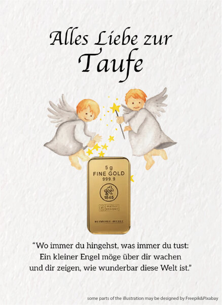Geschenkbarren - 5 Gramm Goldbarren - Engelpärchen