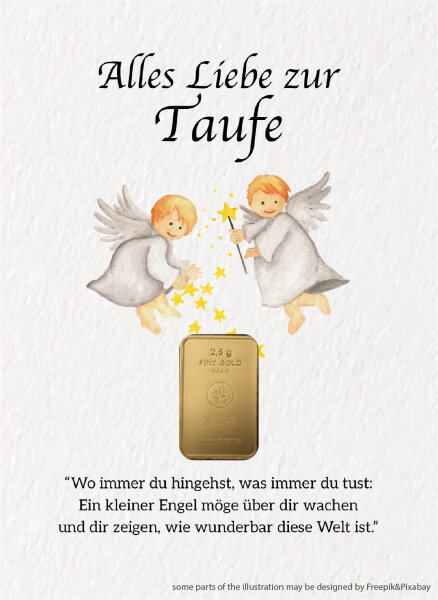 Geschenkbarren - 2,5 Gramm Goldbarren - Engelpärchen