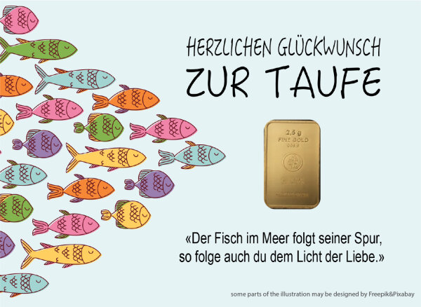 Geschenkbarren - 2,5 Gramm Goldbarren - Fisch