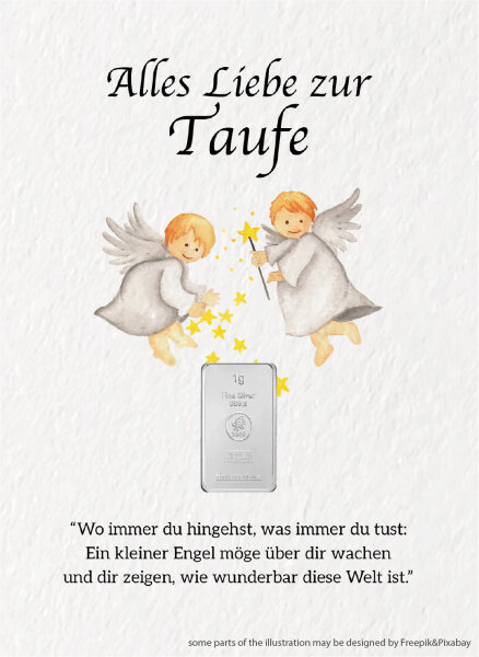 Geschenkbarren - 1 Gramm Silberbarren - Engelpärchen