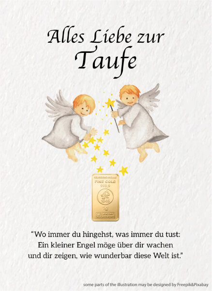 Geschenkbarren - 1 Gramm Goldbarren - Engelpärchen