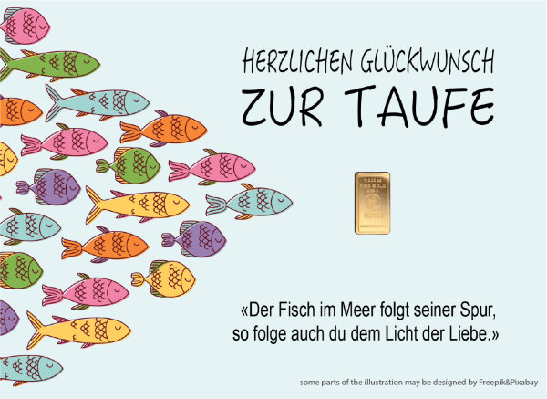 Geschenkbarren - 0,1555 Gramm Goldbarren 1/200 oz - Fisch