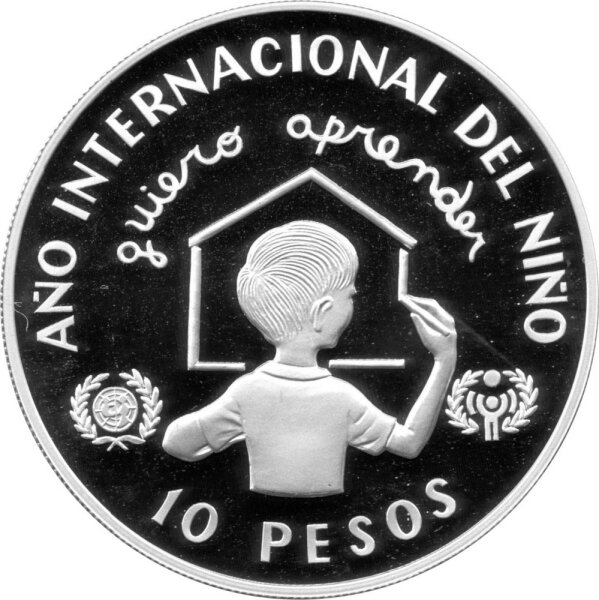Dominikanische Republik 10 Peso 1982 - Internationales Jahr des Kindes - Silber PP