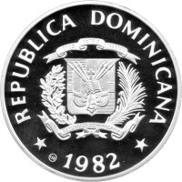 Dominikanische Republik 10 Peso 1982 - Internationales Jahr des Kindes - Silber PP