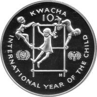 Sambia 10 Kwacha 1980 - Internationales Jahr des Kindes - Silber PP