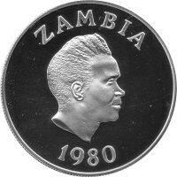 Sambia 10 Kwacha 1980 - Internationales Jahr des Kindes - Silber PP
