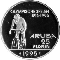 Aruba 25 Florin 1995 - 100 Jahre Olympische Spiele "ohne olympisches Logo" - Silber PP