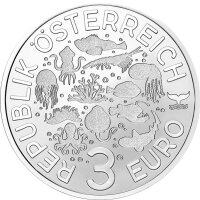 Österreich Leuchtende Meereswelten 3 Euro 2024 Blauer Doktorfisch