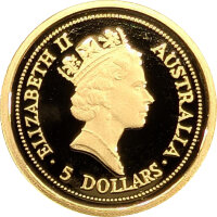Australien Känguru 1989 1/20 oz Gold - Polierte Platte