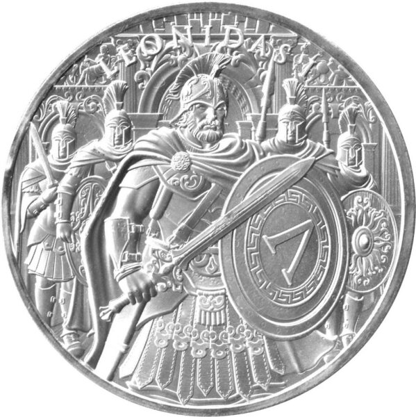 Round Legendary Warriors Leonidas I. 1 oz Silber