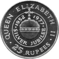 Seychellen 25 Rupees 1977 - 25. Jahrestag - Thronbesteigung von Königin Elisabeth II. - 500/1000 Silber