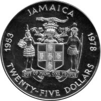 Jamaica 25 Dollars 1978 - 25. Kronjubiläum von Königin Elisabeth II. - Silber